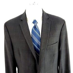 Calvin Klein Wool 2 Button Blazer 44L Gray Sharkskin